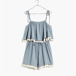 Madewell blue romper tassel cover up size small s